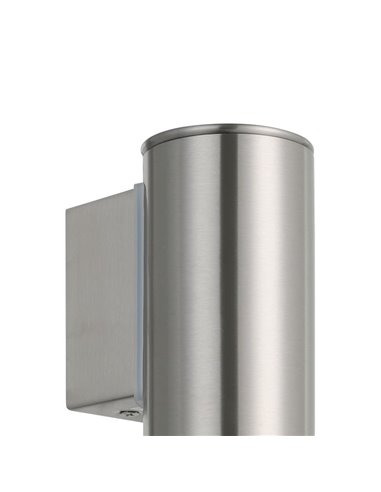 Aplique LED exterior RIGA cilíndrico de acero con cubiertas de cristal, GU10, 2,8W 250Lm 3000K