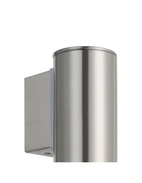 Aplique LED exterior RIGA cilíndrico de acero con cubiertas de cristal, GU10, 2,8W 250Lm 3000K