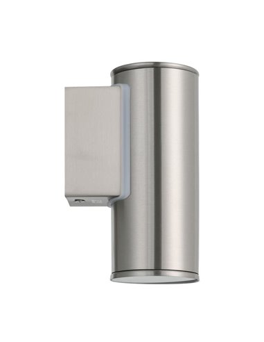 Luminária de parede LED cilíndrica para exterior RIGA, em aço com cobertura de vidro, GU10, 2,8 W, 250 Lm, 3000 K