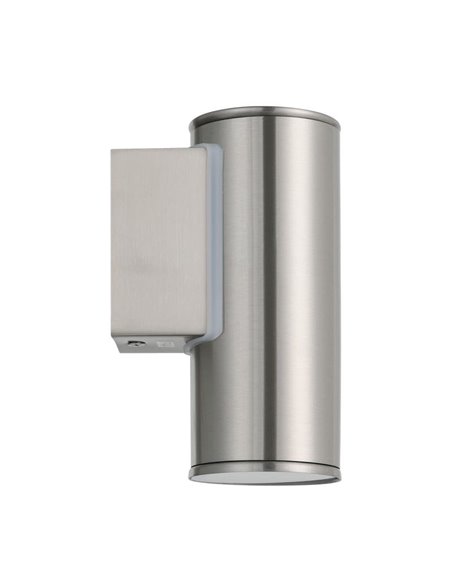 Aplique LED exterior RIGA cilíndrico de acero con cubiertas de cristal, GU10, 2,8W 250Lm 3000K
