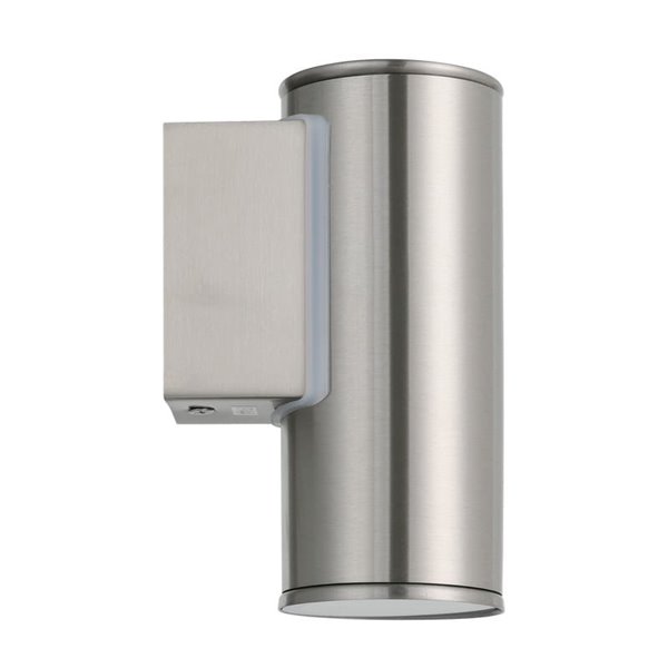 Aplique LED exterior RIGA cilíndrico de acero con cubiertas de cristal, GU10, 2,8W 250Lm 3000K