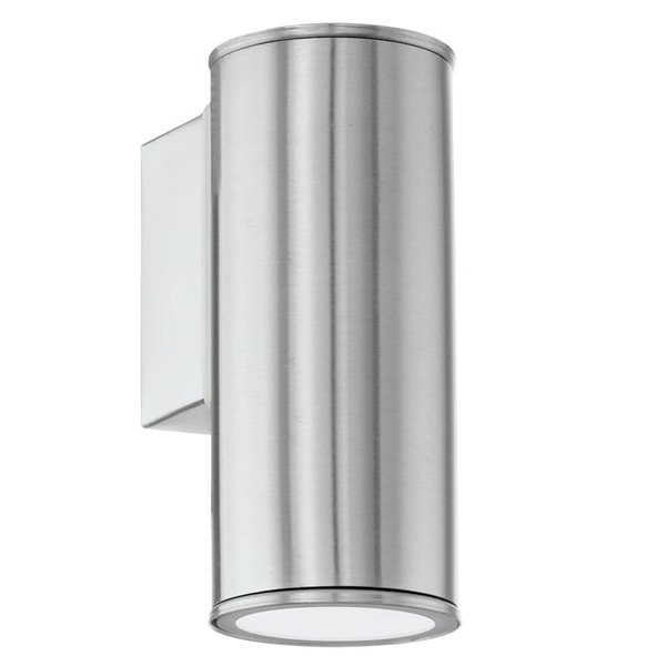 Aplique LED exterior RIGA cilíndrico de acero con cubiertas de cristal, GU10, 2,8W 250Lm 3000K