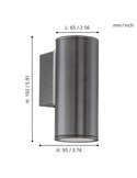 Aplique LED exterior RIGA en antracita cilíndrico con montaje en esquina, 2,8W 250Lm 3000K, IP44
