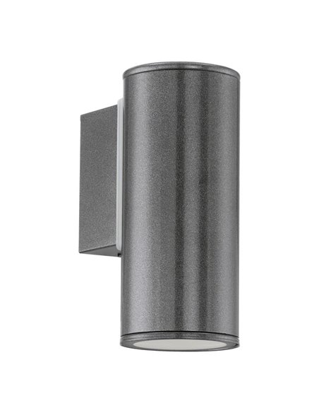 Aplique LED exterior RIGA en antracita cilíndrico con montaje en esquina, 2,8W 250Lm 3000K, IP44