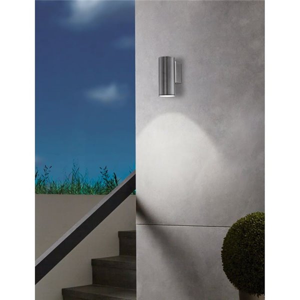Aplique LED exterior RIGA en antracita cilíndrico con montaje en esquina, 2,8W 250Lm 3000K, IP44