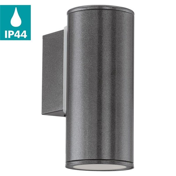 Aplique LED exterior RIGA en antracita cilíndrico con montaje en esquina, 2,8W 250Lm 3000K, IP44