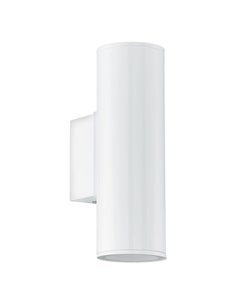 Aplique LED cilíndrico exterior RIGA, blanco con montaje en esquina, 2x2,8W 500Lm 3000K, IP44