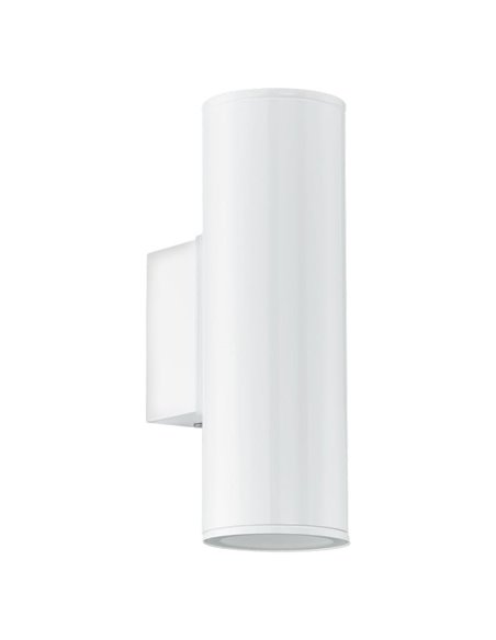 Aplique LED cilíndrico exterior RIGA, blanco con montaje en esquina, 2x2,8W 500Lm 3000K, IP44
