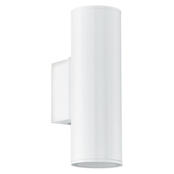 Aplique LED cilíndrico exterior RIGA, blanco con montaje en esquina, 2x2,8W 500Lm 3000K, IP44
