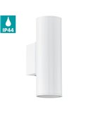 Aplique LED cilíndrico exterior RIGA, blanco con montaje en esquina, 2x2,8W 500Lm 3000K, IP44