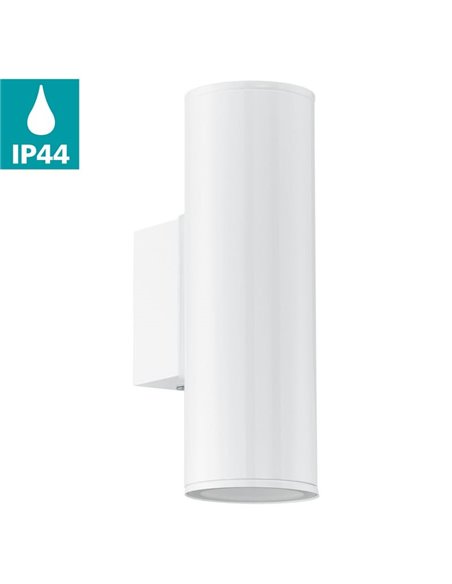 Aplique LED cilíndrico exterior RIGA, blanco con montaje en esquina, 2x2,8W 500Lm 3000K, IP44