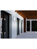 Aplique LED cilíndrico exterior RIGA, blanco con montaje en esquina, 2x2,8W 500Lm 3000K, IP44