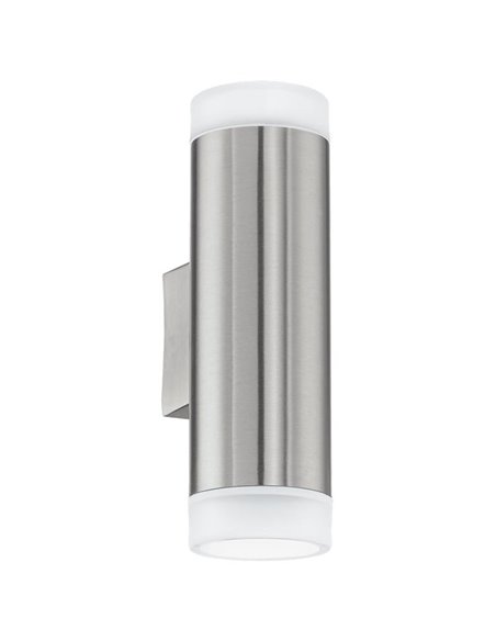 Aplique de pared RIGA-LED satinado cilíndrico con montaje en esquina, 2x2,8W 500Lm 4000K, IP54