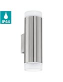 Aplique de pared RIGA-LED satinado cilíndrico con montaje en esquina, 2x2,8W 500Lm 4000K, IP54