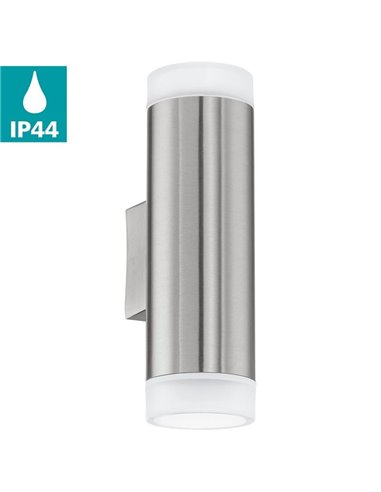 Aplique de pared RIGA-LED satinado cilíndrico con montaje en esquina, 2x2,8W 500Lm 4000K, IP54