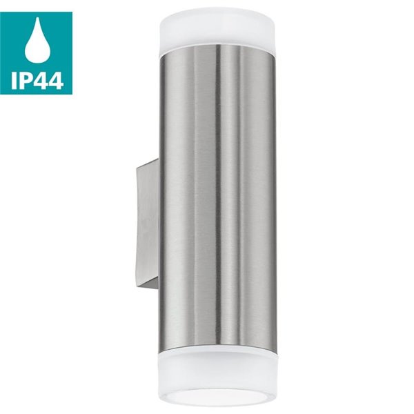 Aplique de pared RIGA-LED satinado cilíndrico con montaje en esquina, 2x2,8W 500Lm 4000K, IP54