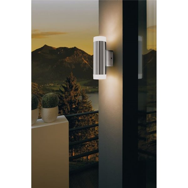 Aplique de pared RIGA-LED satinado cilíndrico con montaje en esquina, 2x2,8W 500Lm 4000K, IP54