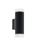 Applique murale cylindrique noire RIGA-LED avec fixation d'angle, 2x4,6W 800Lm 4000K, IP54