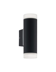 Aplique de pared RIGA-LED negro cilíndrico con montaje en esquina, 2x4,6W 800Lm 4000K, IP54