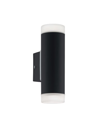 Applique murale cylindrique noire RIGA-LED avec fixation d'angle, 2x4,6W 800Lm 4000K, IP54