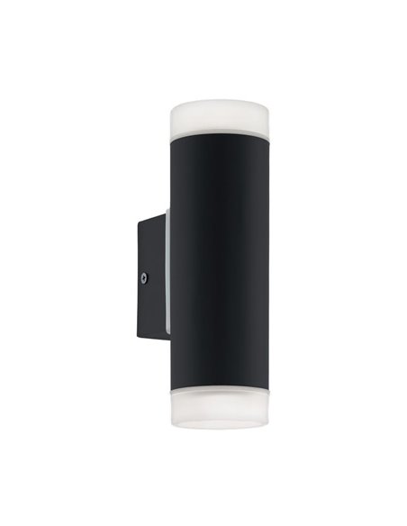 Applique murale cylindrique noire RIGA-LED avec fixation d'angle, 2x4,6W 800Lm 4000K, IP54
