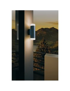 Aplique de pared RIGA-LED negro cilíndrico con montaje en esquina, 2x4,6W 800Lm 4000K, IP54 2