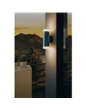 Aplique de pared RIGA-LED negro cilíndrico con montaje en esquina, 2x4,6W 800Lm 4000K, IP54