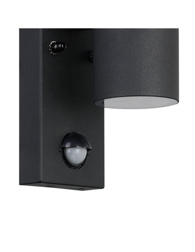 Aplique LED de pared con sensor de movimiento RIGA 5, negro, 2,8W 250Lm 3000K, IP44