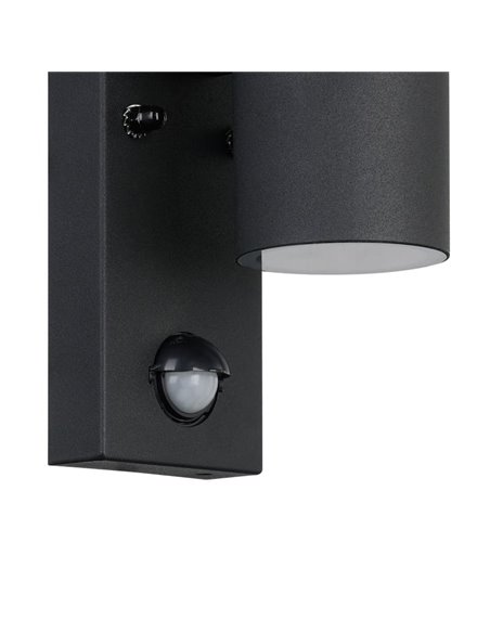 Aplique LED de pared con sensor de movimiento RIGA 5, negro, 2,8W 250Lm 3000K, IP44