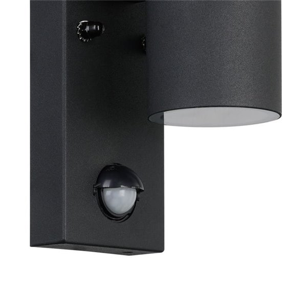 Aplique LED de pared con sensor de movimiento RIGA 5, negro, 2,8W 250Lm 3000K, IP44