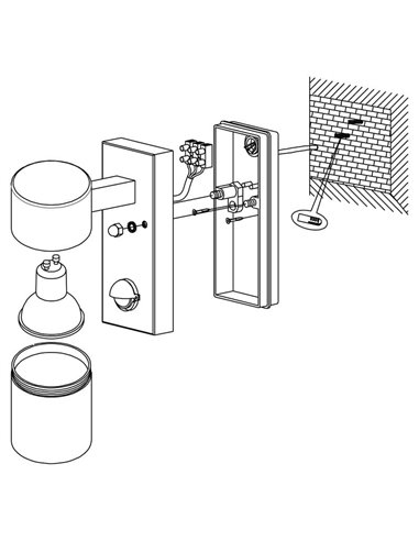 Aplique LED de pared con sensor de movimiento RIGA 5, negro, 2,8W 250Lm 3000K, IP44
