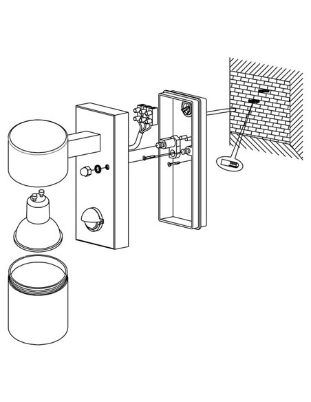 Aplique LED de pared con sensor de movimiento RIGA 5, negro, 2,8W 250Lm 3000K, IP44