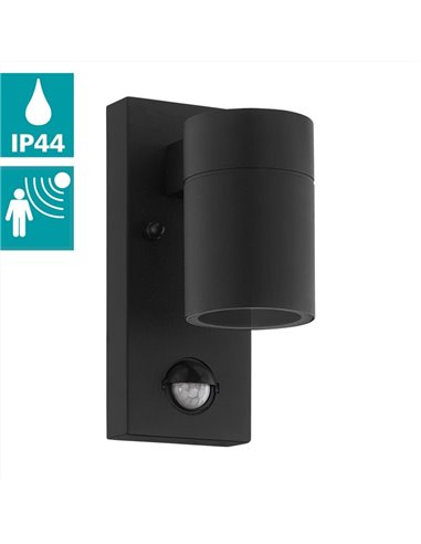 Aplique LED de pared con sensor de movimiento RIGA 5, negro, 2,8W 250Lm 3000K, IP44
