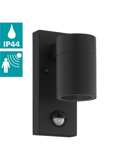 Aplique LED de pared con sensor de movimiento RIGA 5, negro, 2,8W 250Lm 3000K, IP44