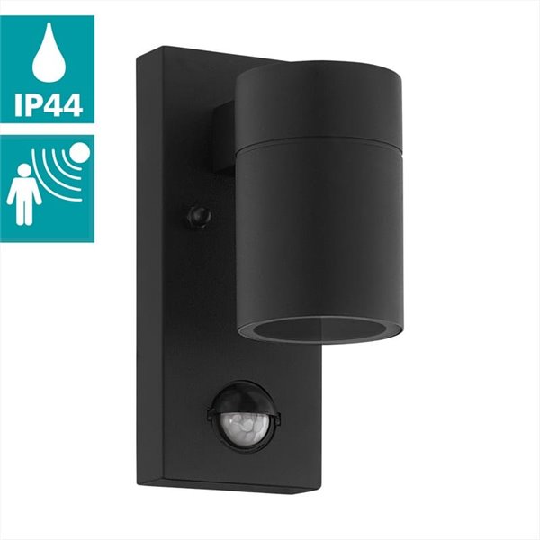 Aplique LED de pared con sensor de movimiento RIGA 5, negro, 2,8W 250Lm 3000K, IP44