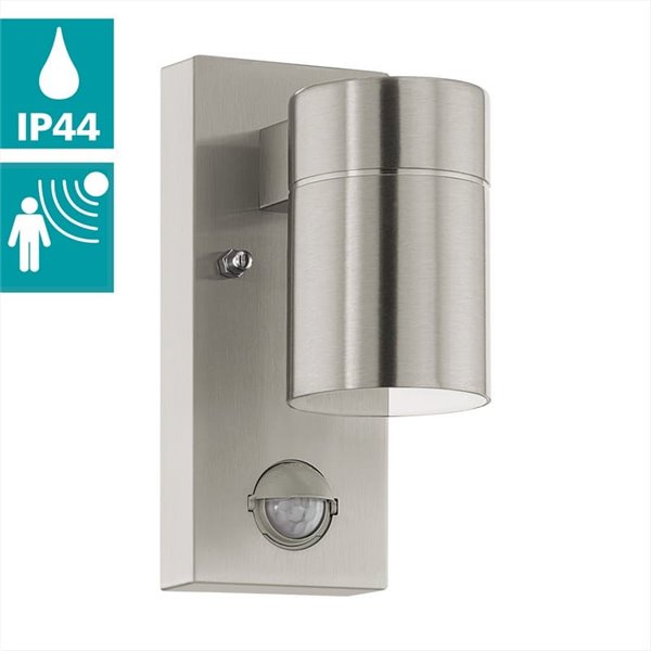 Aplique LED exterior con sensor de movimiento RIGA 5 acero, 2,8W 250Lm 3000K, IP44