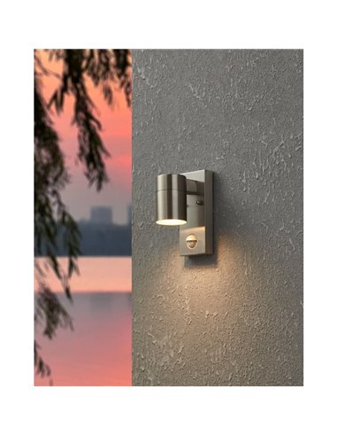Aplique LED exterior con sensor de movimiento RIGA 5 acero, 2,8W 250Lm 3000K, IP44