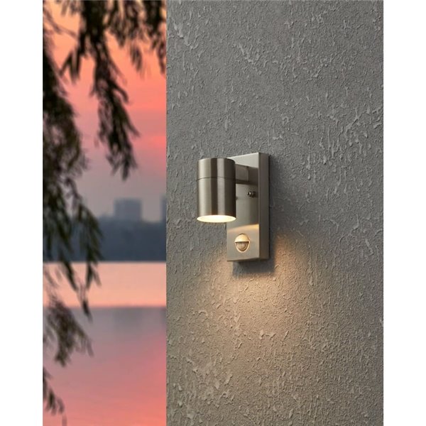 Aplique LED exterior con sensor de movimiento RIGA 5 acero, 2,8W 250Lm 3000K, IP44