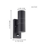 Aplique LED exterior RIGA 5, doble luz y sensor de movimiento, 2x2,8W 500Lm 3000K, IP44