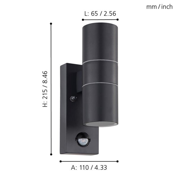 Aplique LED exterior RIGA 5, doble luz y sensor de movimiento, 2x2,8W 500Lm 3000K, IP44