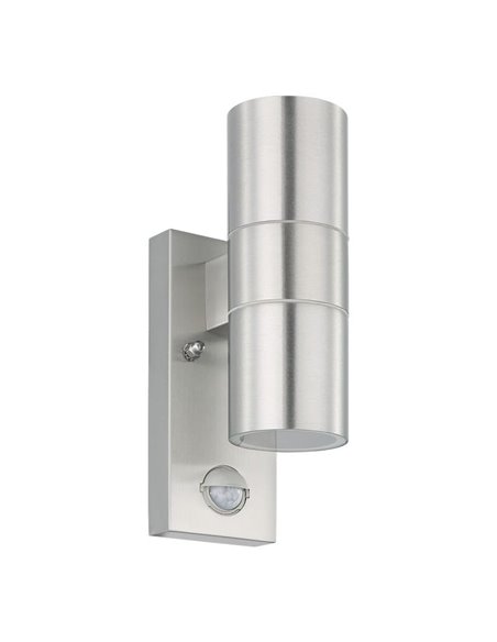 Aplique LED satinado RIGA 5, doble luz y sensor de movimiento, 2x2,8W 500Lm 3000K, IP44