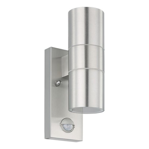 Aplique LED satinado RIGA 5, doble luz y sensor de movimiento, 2x2,8W 500Lm 3000K, IP44