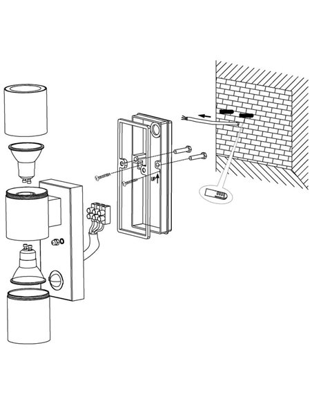 Applique LED satinée RIGA 5, double éclairage et détecteur de mouvement, 2x2,8W 500Lm 3000K, IP44