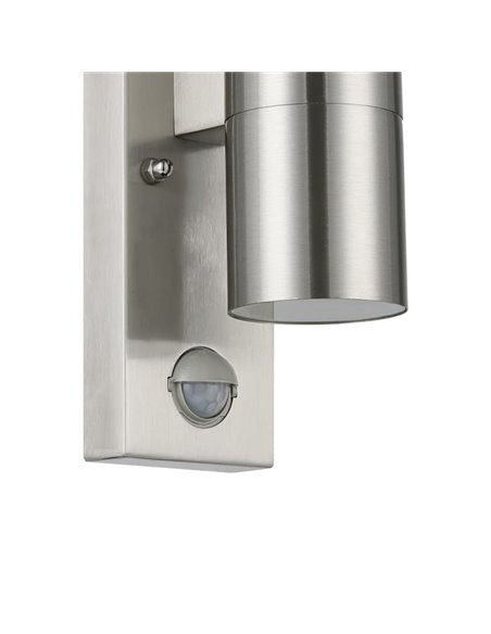 Aplique LED satinado RIGA 5, doble luz y sensor de movimiento, 2x2,8W 500Lm 3000K, IP44