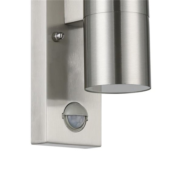 Aplique LED satinado RIGA 5, doble luz y sensor de movimiento, 2x2,8W 500Lm 3000K, IP44