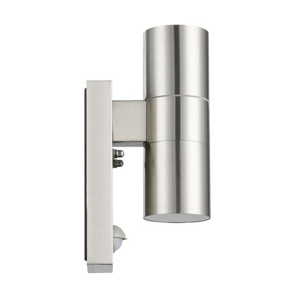 Aplique LED satinado RIGA 5, doble luz y sensor de movimiento, 2x2,8W 500Lm 3000K, IP44