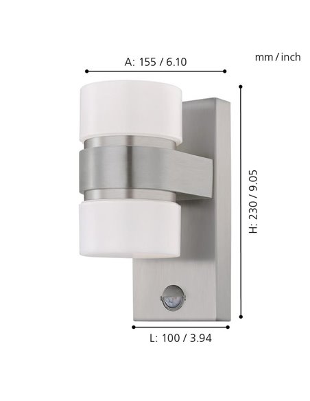 Applique d'extérieur LED ATOLLARI avec capteur, 2x4,9W 720Lm 3000K, IP44