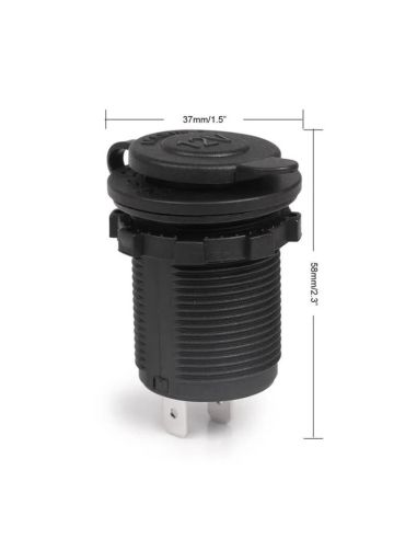 Dimensiones Toma de mechero con tapón hermético 12V y 24V instalación fija