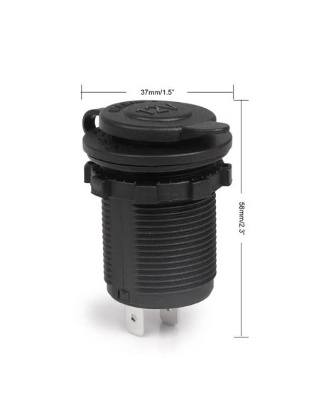 Dimensiones Toma de mechero con tapón hermético 12V y 24V instalación fija