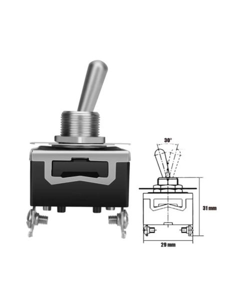 Medidas Interruptor Basculante Impermeable SPST 15A 250V ON/OFF – 2 Pines Alta Resistencia